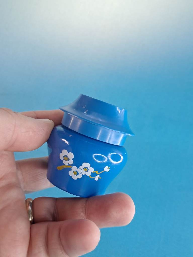 Vintage Avon Promise of Heaven Jar. It is a collectible item, likely from the 1970s.