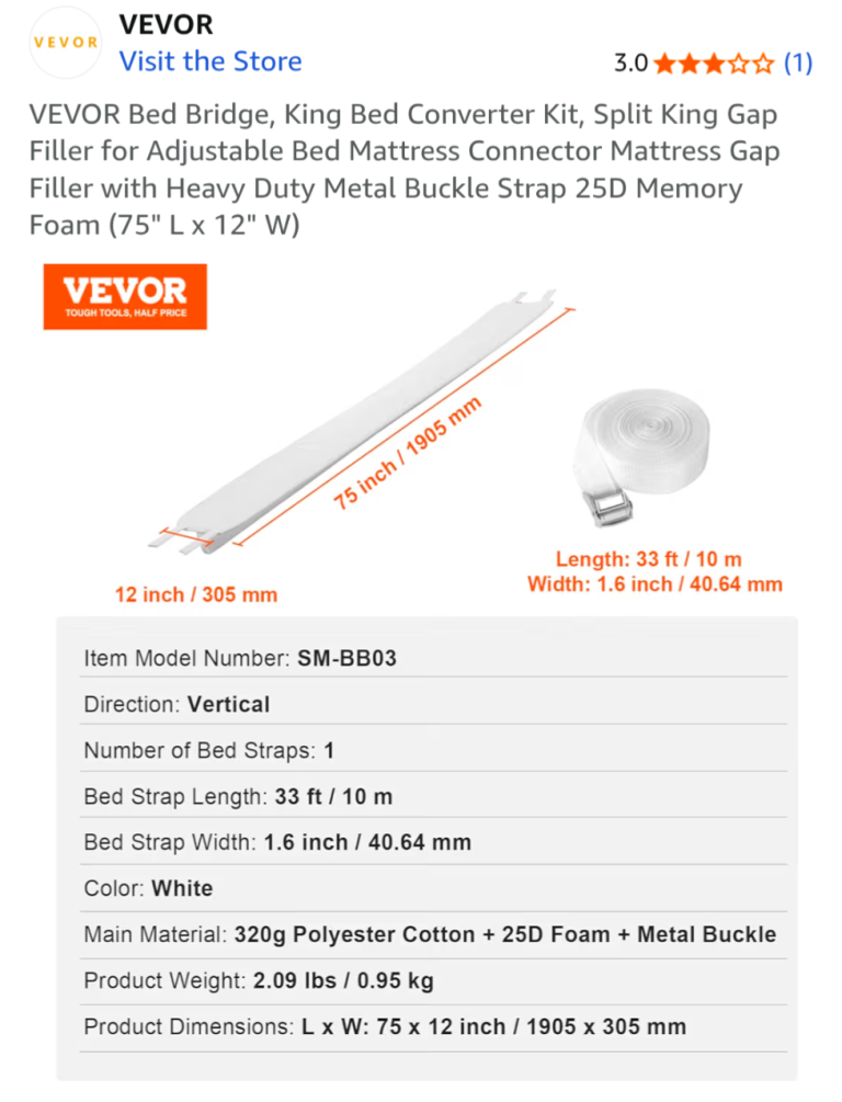 Convertor mattress bridge and strap