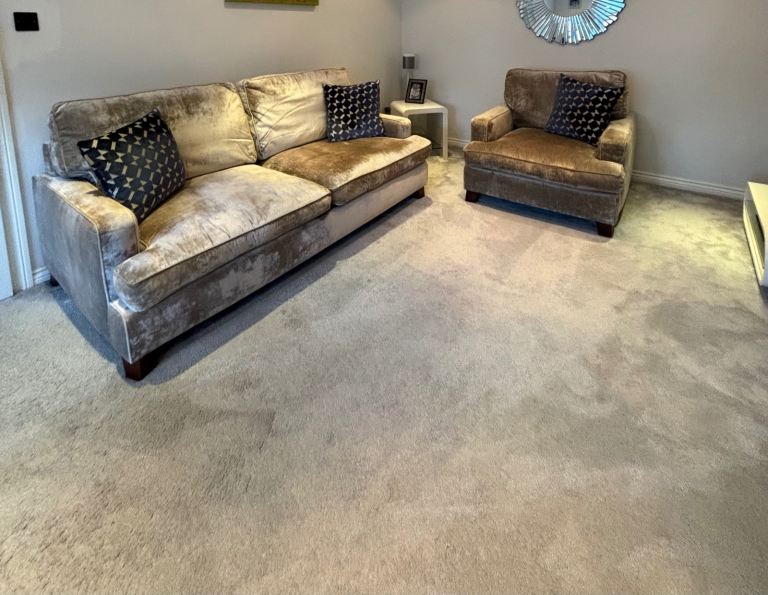 Sofology grey three piece sofa and chairs 