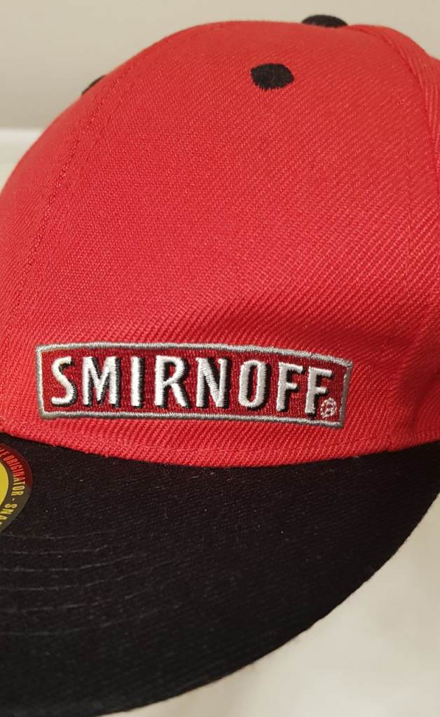 • Red & Black Smirnoff Vodka Baseball Cap/Snapback hat • Adult Size Adjustable •