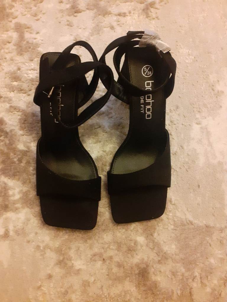 image for Ladies black strappy heels size 5