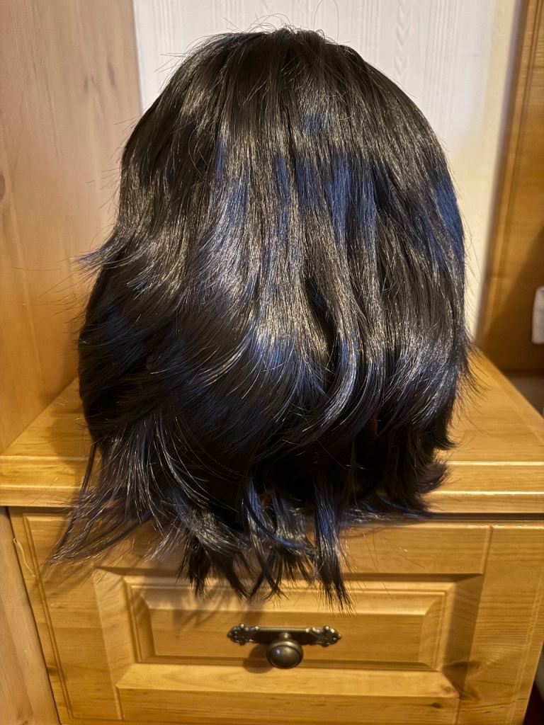 Black synthetic heat resistant wig 15”