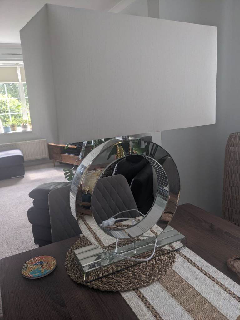 Chloe mirror and white halo table lamp 