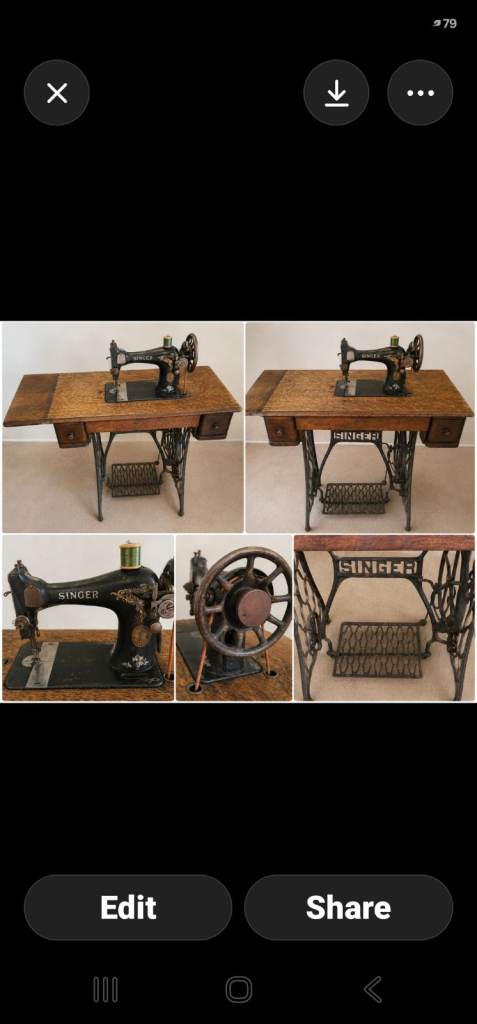 Vintage Singer Treadle Sewing Machine with Original Cabinet – £95