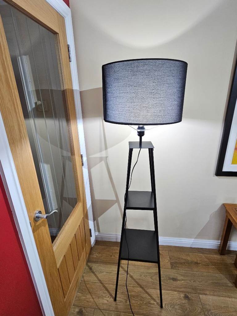 image for Large black lamp with small shelves