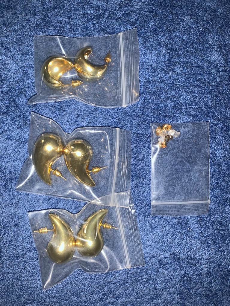 New Gold Coloured Large Drop Pierced Earrings IP1