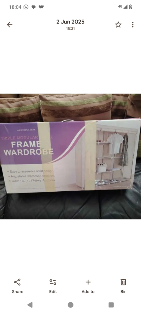 Canvas framed wardrobe 