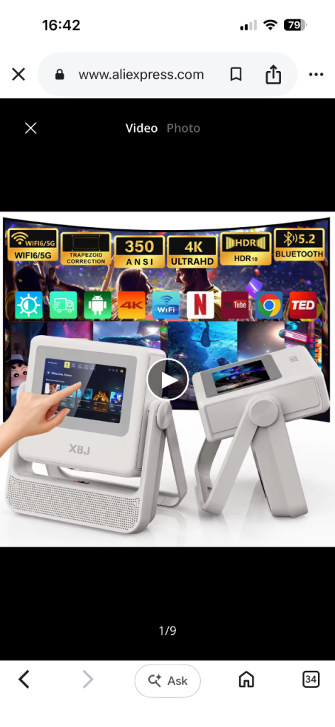 XRJ Smart Projector 4K Ultra HD with Bluetooth