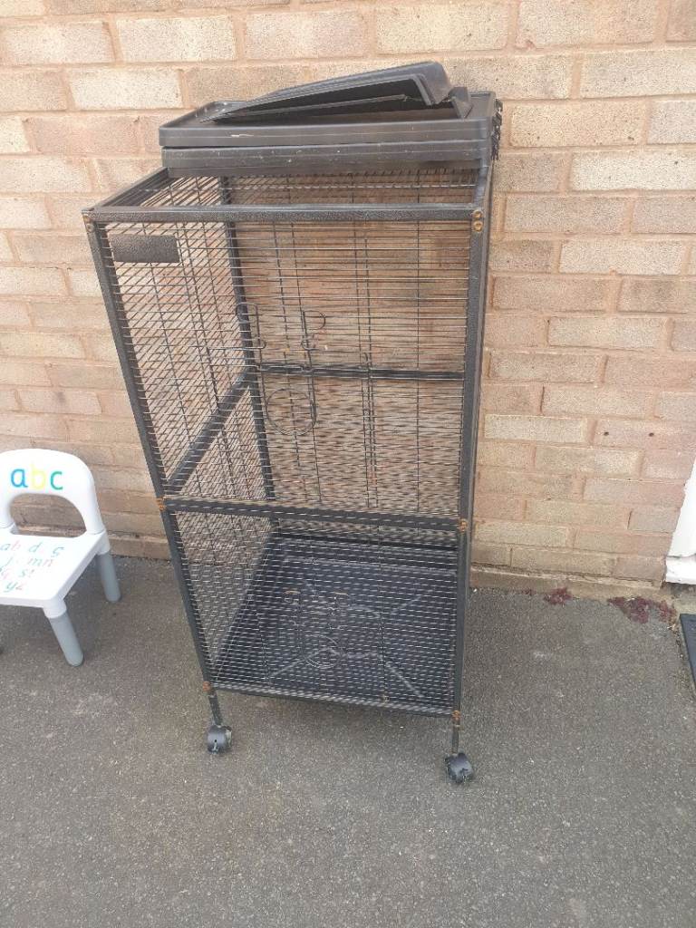 4ft High & 21 inch Sq , Metal  Rodent Cage , With Trays, Ladders, Food, Straw, Bottles & Big Wheel 