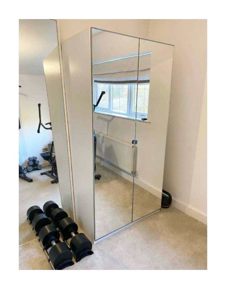 IKEA Double Wardrobe White Mirror Doors Gents Ladies Drawers PAX Cupboard Bedroom Furniture RRP£263