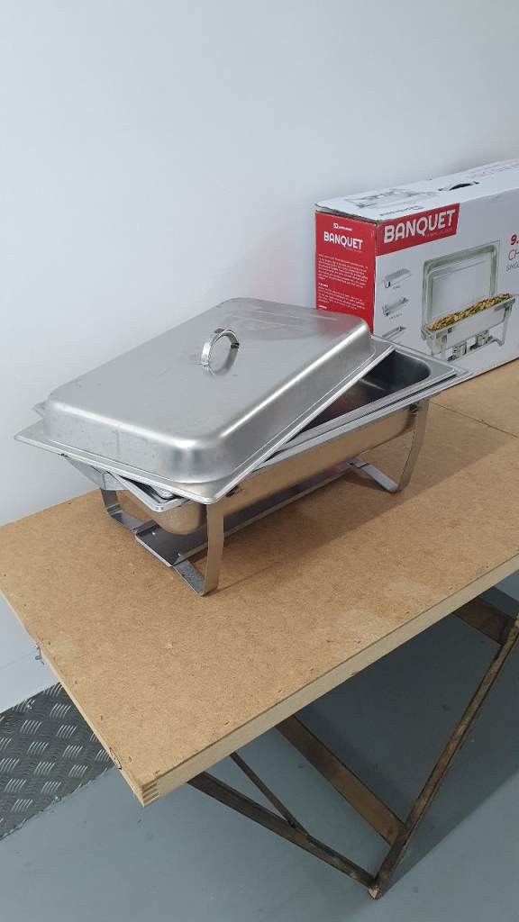 Two stainless steel chafing dishes, very good