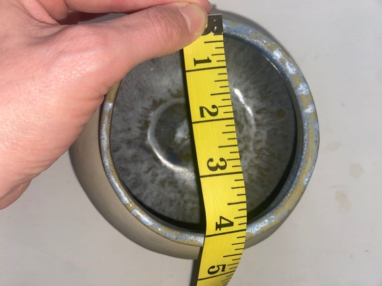 Handmade plant pot with non scratch padding , grey/ green 