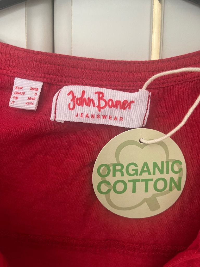 John Baner Red Organic Cotton Top  – New with Tags