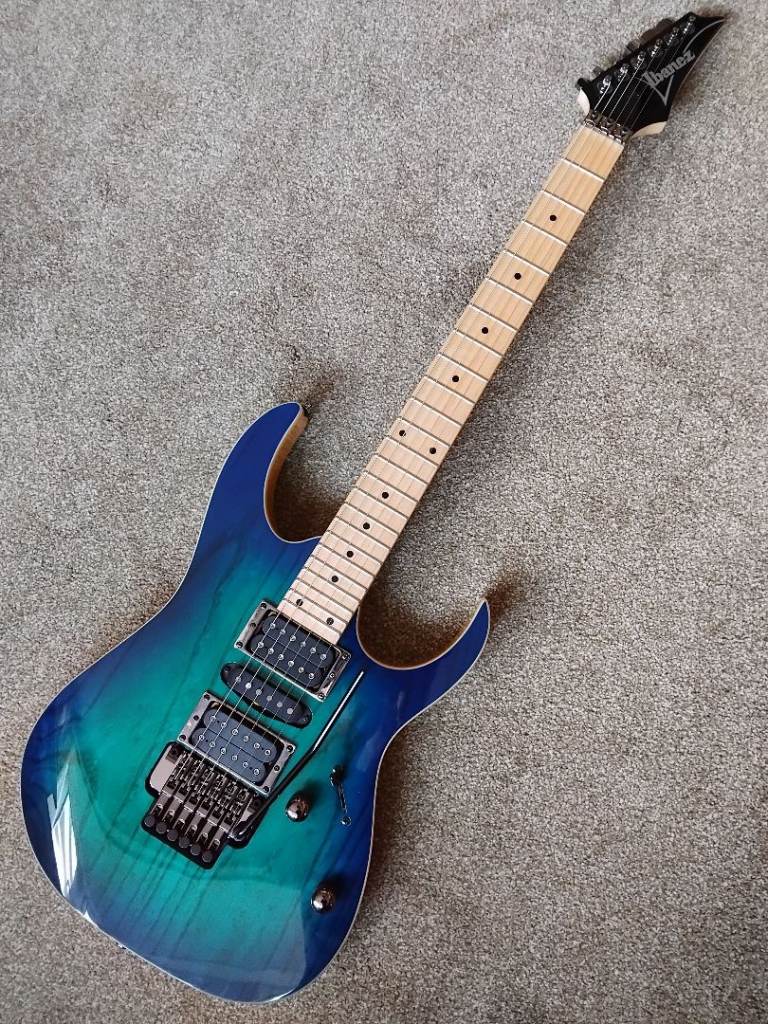 Ibanez RG370AHMZ rock shred guitar HSH locking trem 24 frets Blue Moon Burst ash body