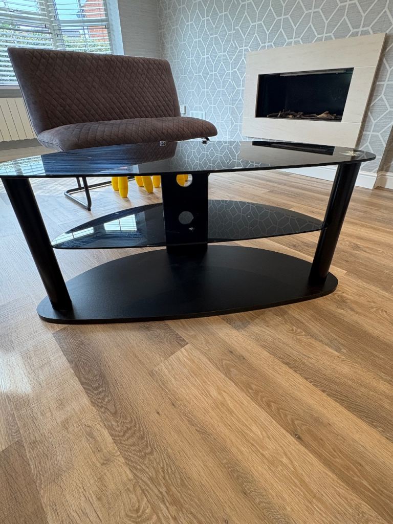 Glass TV stand in Black