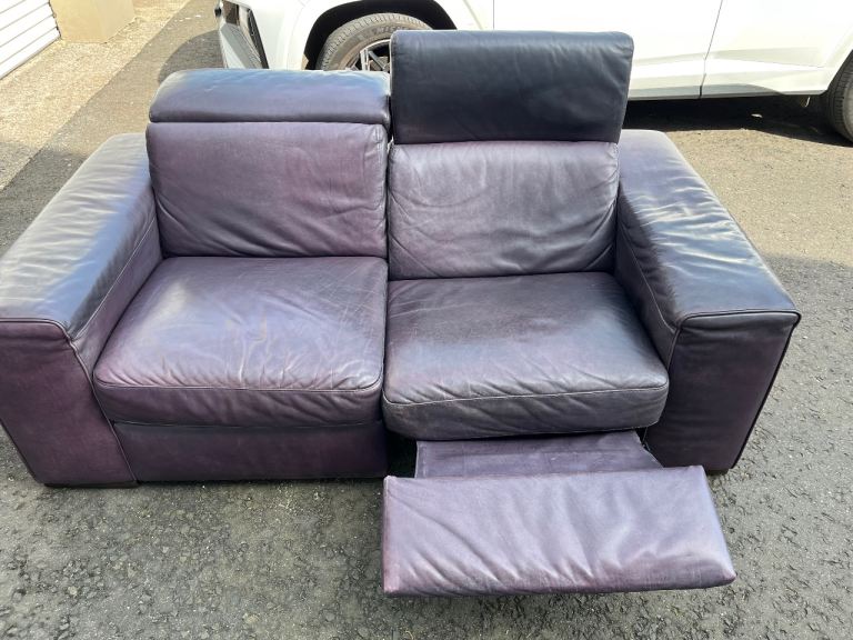 Italian leather sofa with one recliner,also inlaid Victorian dining table and 4 Chairs.