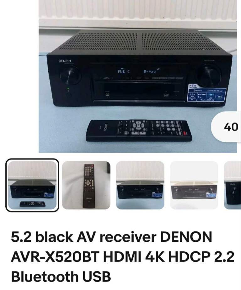 Denon AVR-X520BT 5.2 AV Receiver with Sony Speakers