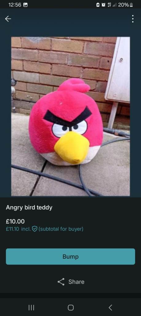 Angry Birds Red Bird Plush Toy – Good Condition