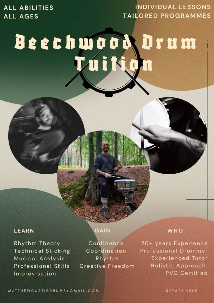 Professional Drum Tuition, Central Edinburgh