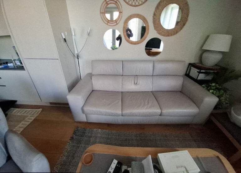 DFS Grey large leather sofa. Really good condition