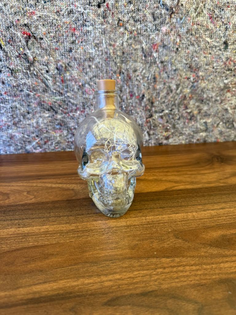 Skull Glass Bottle with Fairy Lights