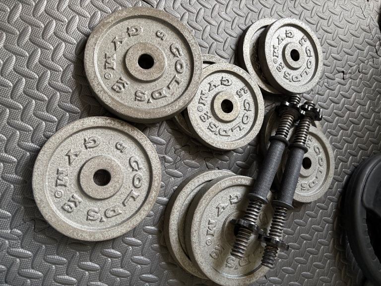 35kg Golds Gym plates 1 inch hole, 4 x 5kg, 6 x 2.5kg- good condition