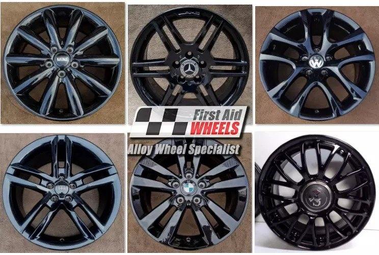 GLOSS BLACK POWDER COAT REFURBISHMENT for 17'' ALLOY WHEELS NW LONDON NW61TB