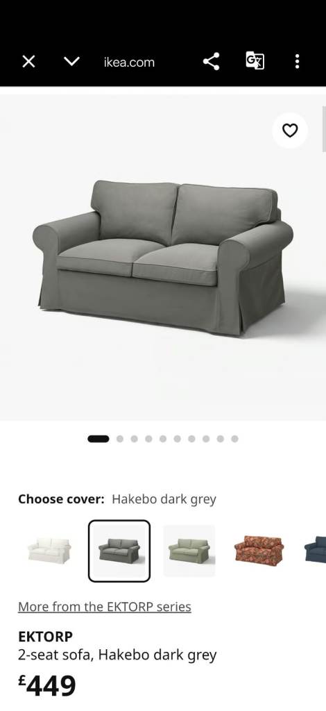 IKEA EKTORP 2-seat sofa in a grey