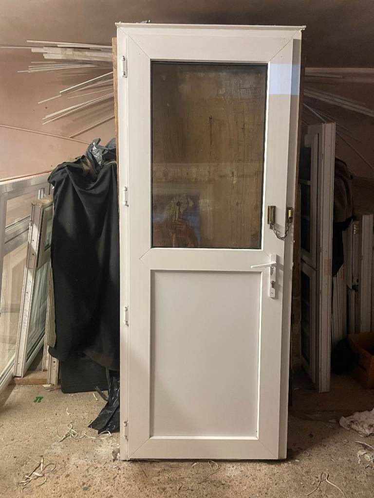 UPVC DOOR 203.5 x 82 cm - UPVC DOUBLE GLAZED DOOR - CLEAR GLASS (REF: DX198)