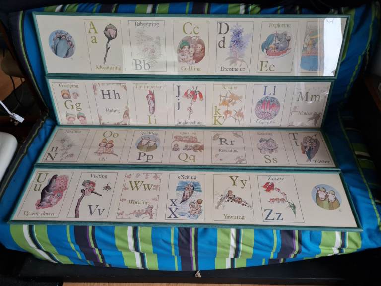 Vintage May Gibbs Australian Gumnut alphabet nursery freeze framed