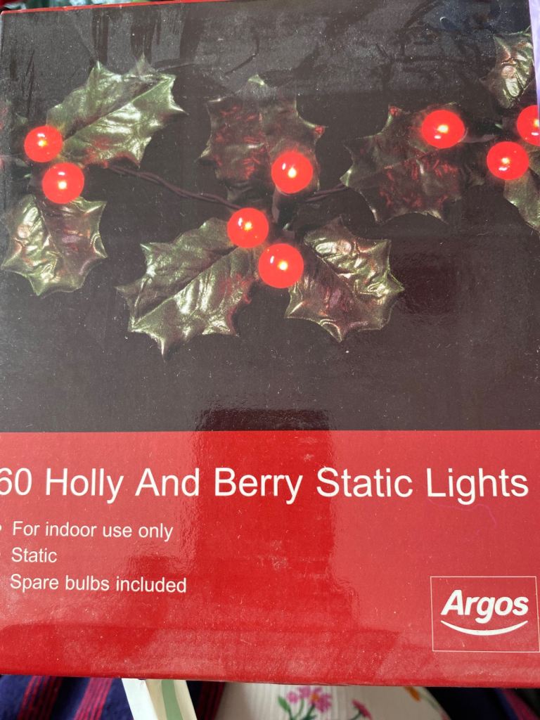 2 boxes 60 holly and berry lights