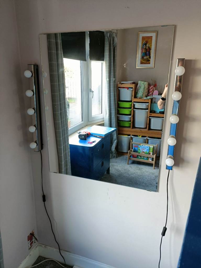 Mirror with two sets of lights 