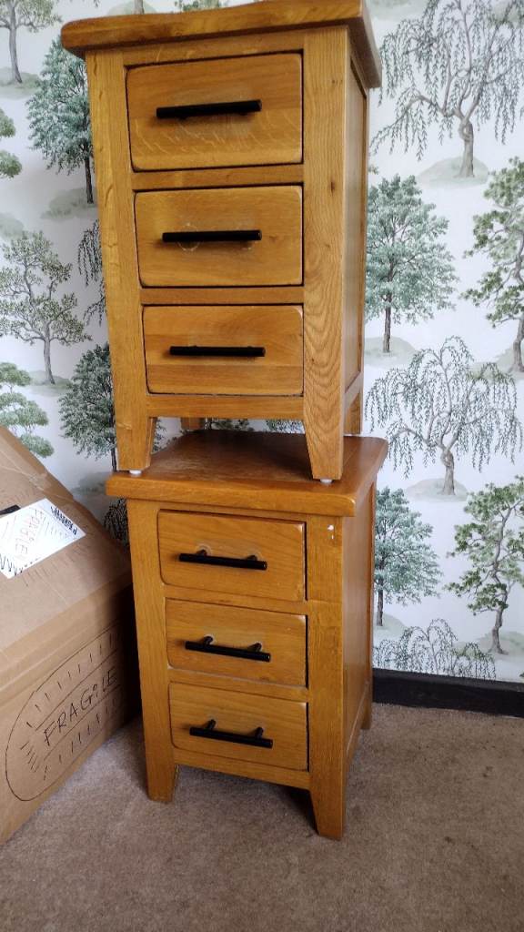 Two oak bedside tables