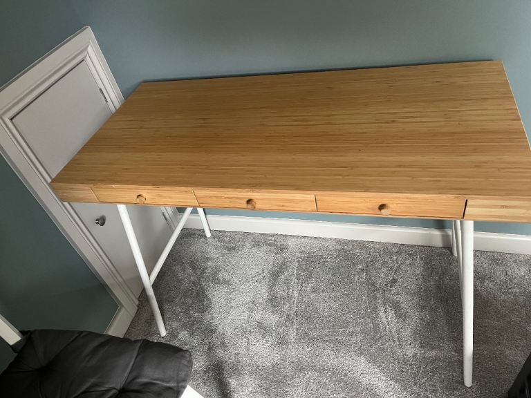 Wooden IKEA Desk with White Legs – As Good As New