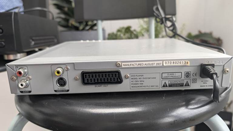 Silver DVD Player with Power Cable – Good Condition