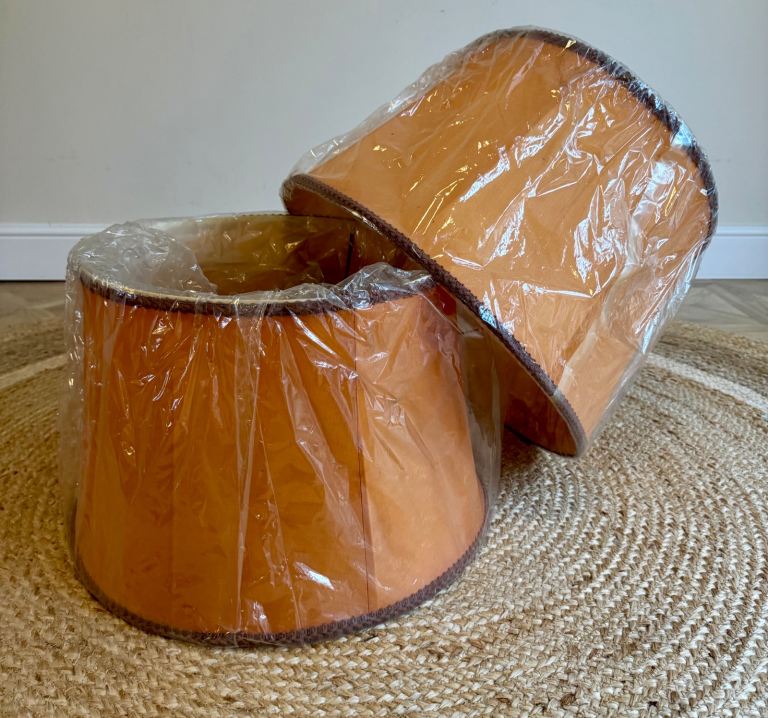 Vintage retro mid century original orange lampshades