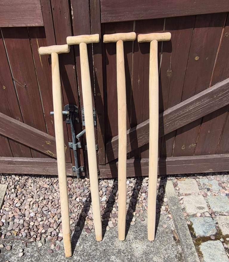 4 T-shape wooden fork handles 