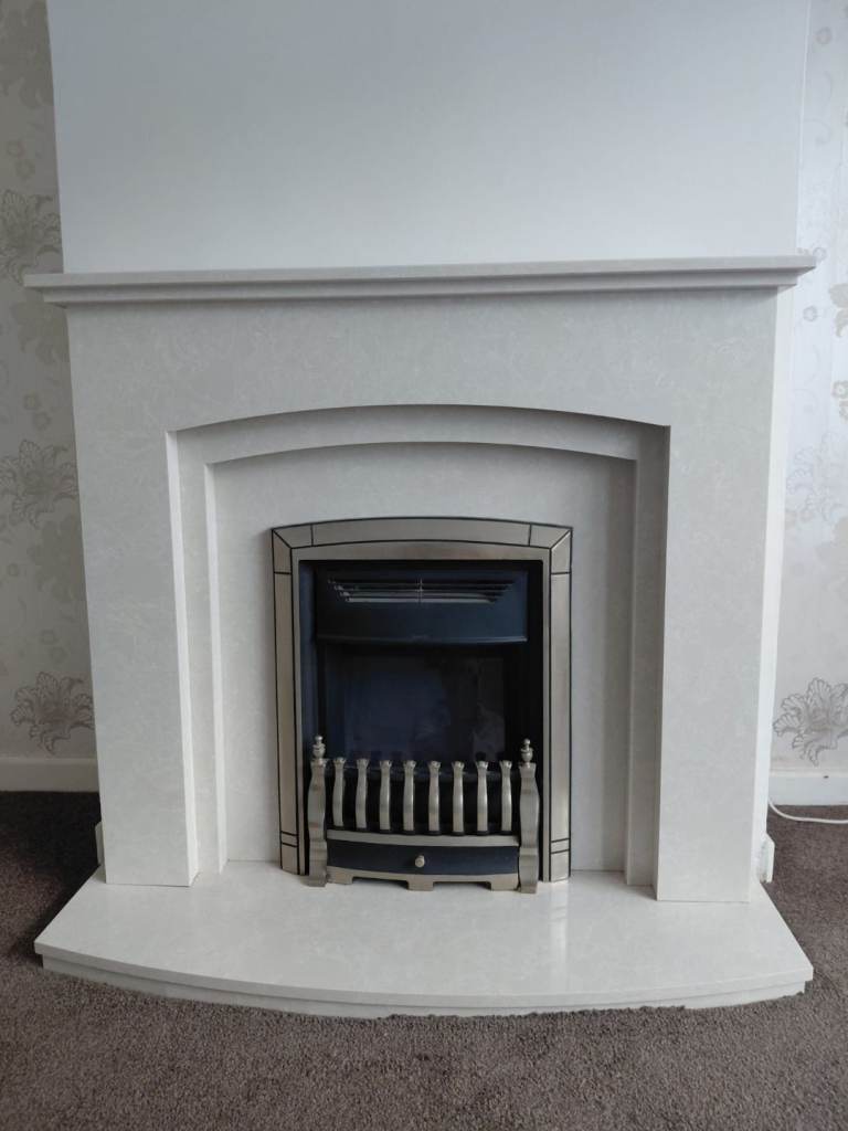 Marble Fire Place Surround and electric fire