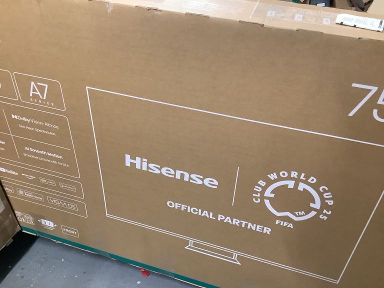 Hisense 75” A7Q QLED 4K Smart TV – Brand New Boxed – Broken Screen – Spares/Repair