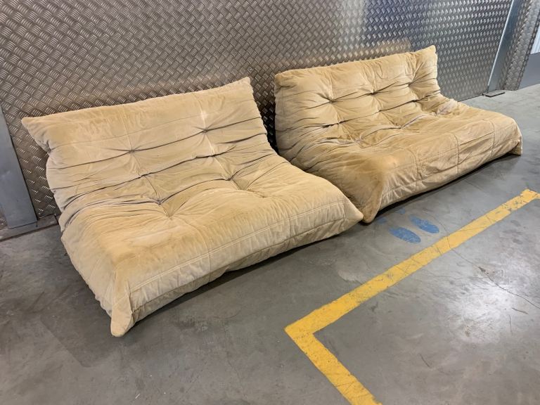 Ligne Roset Togo Vintage 2 Seater & 3 Seater Sofa for Restoration - project. 