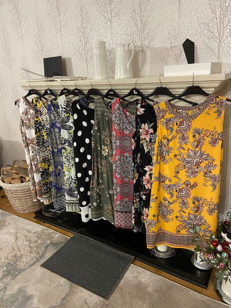 image for 9 Patterned Shift Dresses - (7 Are UNWORN) - See All Photos…..Can Be Bought Individually 