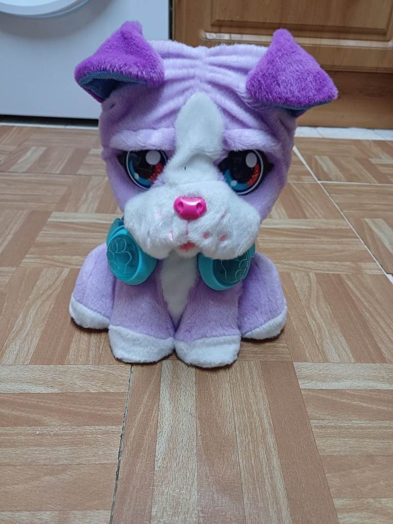 Cute Purple Interactive Plush Puppy Toy – Good Condition