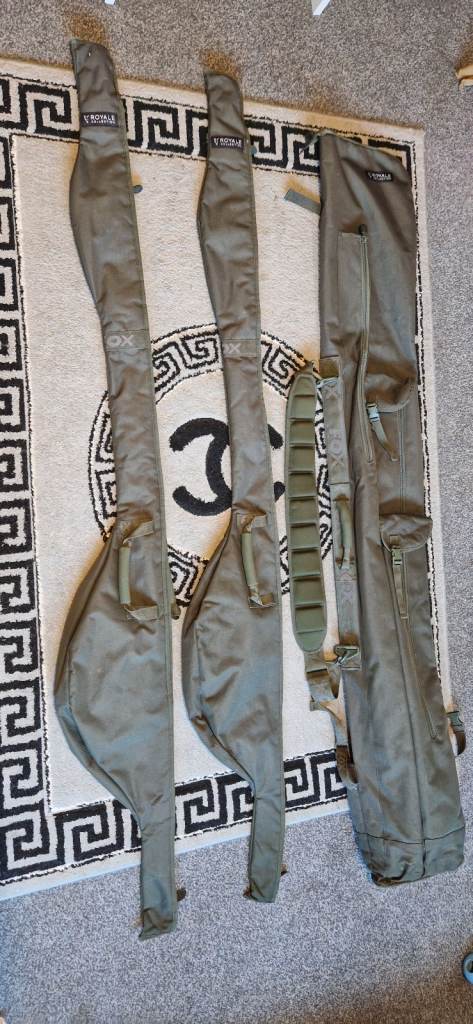 Carp fishing rod  fox holdall and sleeves. 