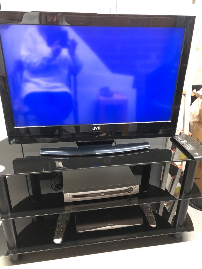 JVC Flat Screen TV with Stand, DVD Player & Sky Box
