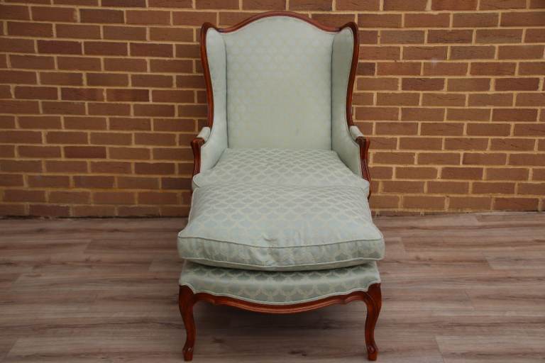 Wesley Barrell French Wingback Armchair with Footstool (UK Delivery)