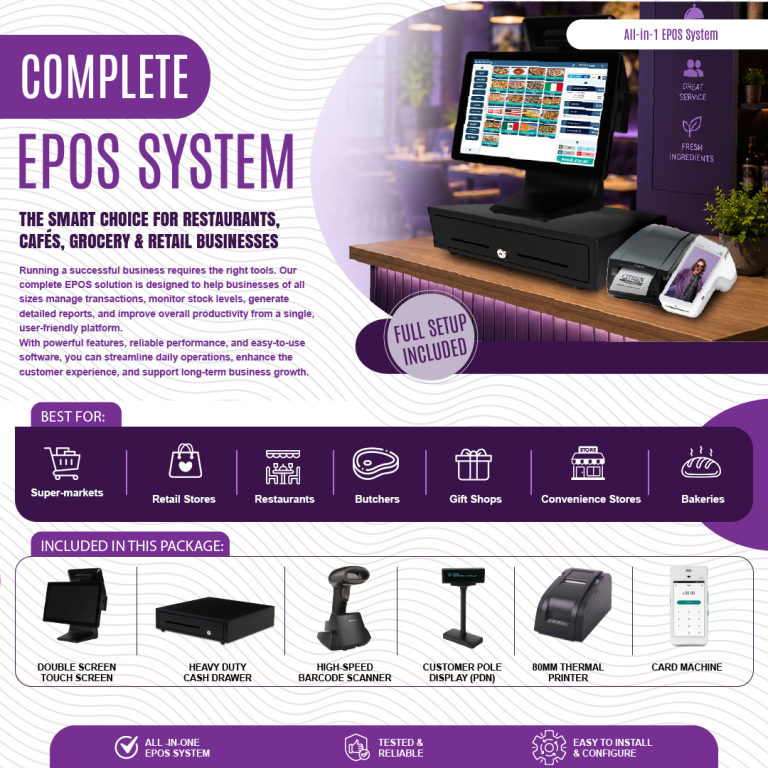 Complete All-in-1 EPOS System for Retail & Restaurants - Full Setup
