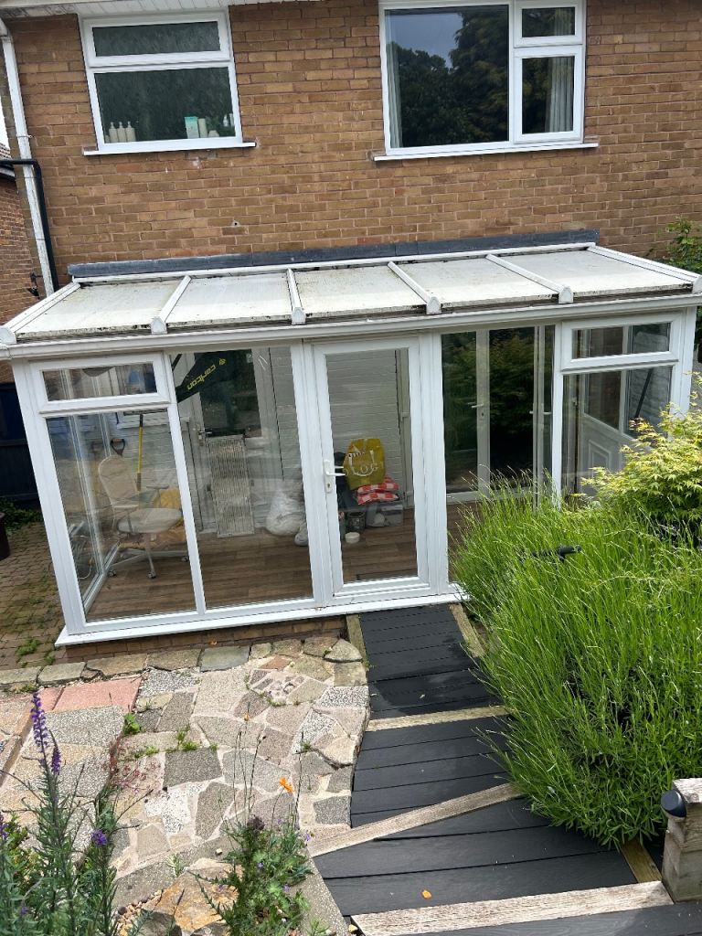 White PVC Conservatory Plastic Roof Single Door With Double Glazed Windows