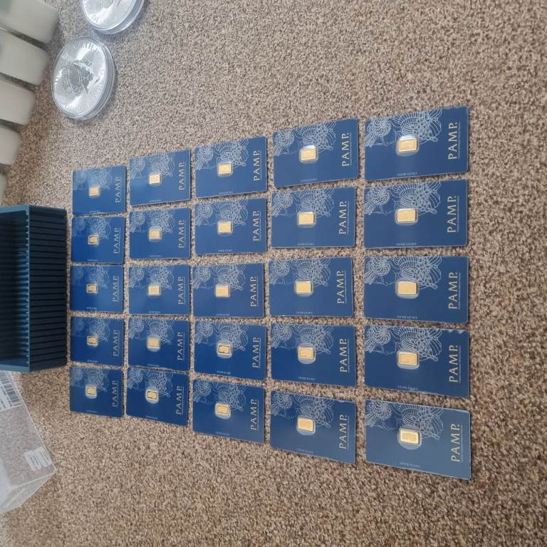 25 x 1g Pamp gold bars 