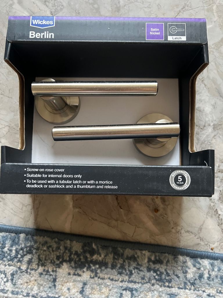 Wickes Berlin Satin Nickel Door Handles - New