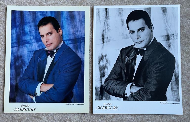 Freddie Mercury pair of 10x8 promotional photographs. Pair. Queen rare 1987